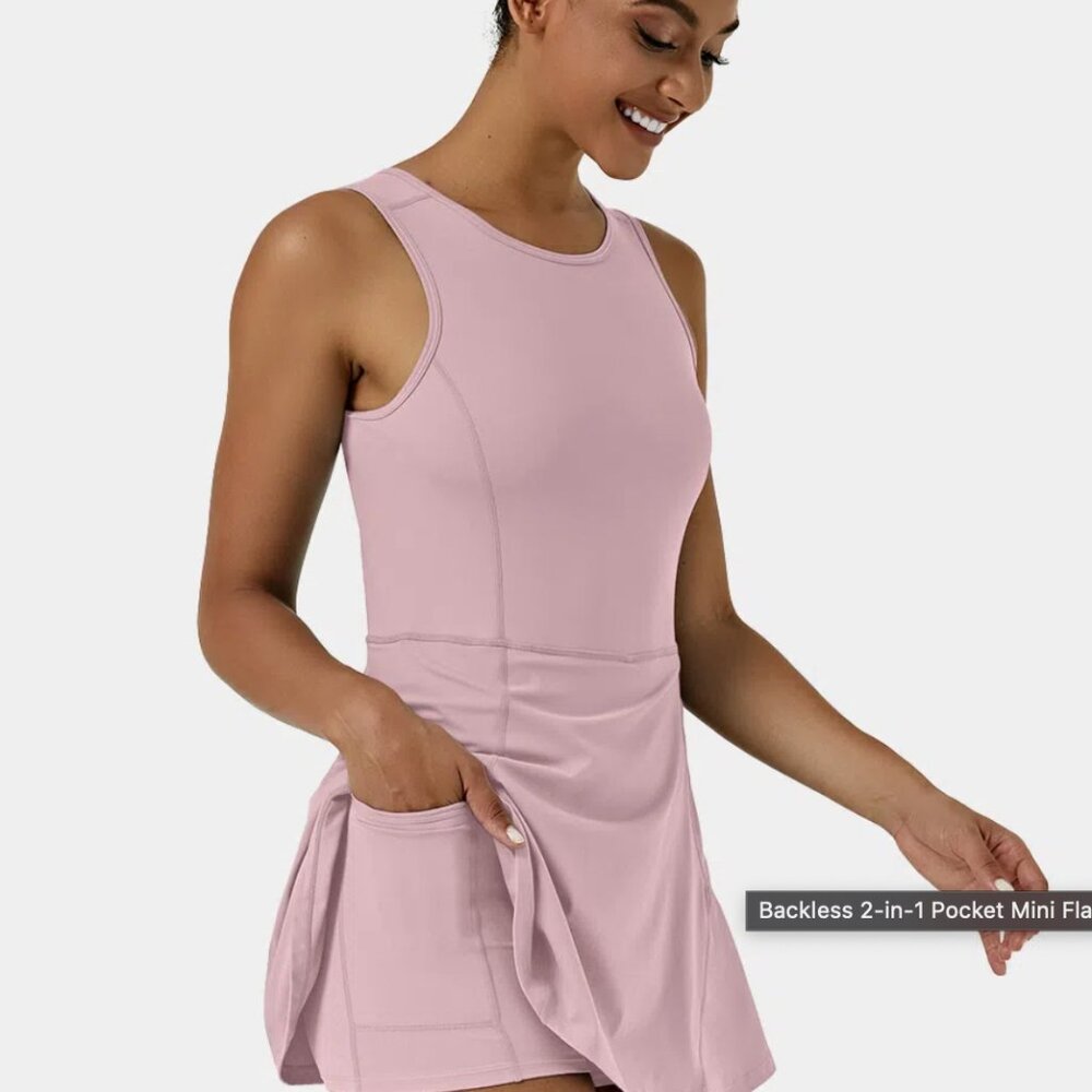 HALARA Everyday Stretchy 2-in-1 Flare Golf Dress - Lilac Blush XL